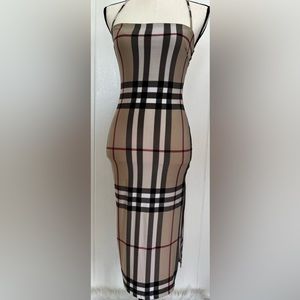 Fashion Nova Burberry print body con dress 
size small